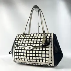 COACH コーチ トートバッグ チェック柄 キャンバス ターンロック