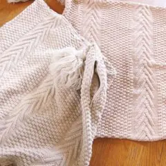 シンプルクッションカバー　2枚セットアイボリー ナチュラル フリンジ