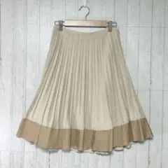 膝丈フレアスカート　ベージュ【S】レディース　無地　裏地あり　秋冬
