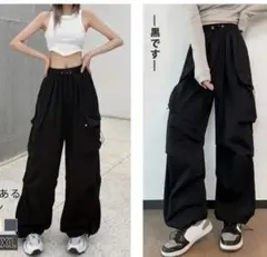 ブラック カーゴパンツ L