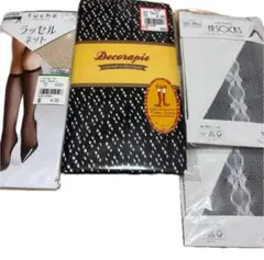 GUNZE Tuch ラッセルネット、Decorapie ハイソックス4点セット