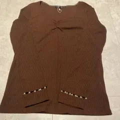 INGNI 長袖 リブニット ブラウン パール付き
