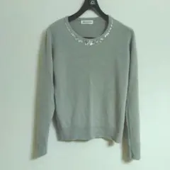 HEALTHY KAREN ビジュー付きグレー長袖ニット L