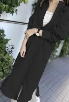 新品！Discoatブラック バンドカラーロングシャツ ワンピース ディスコート