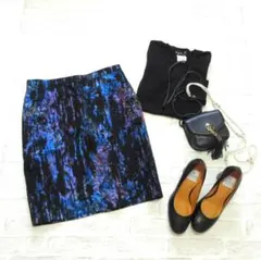 美品 送料込み アニエスベー ブラック ジャガード織り メタリック スカート