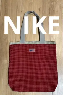 Nike レッド チェック柄 トートバッグ