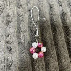 ハンドメイド ビーズストラップ ピンク