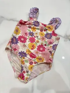 花柄ノースリーブ水着 フリル付き