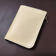 売り切り価格☆スムースレザー(ナチュラル)☆ハンドメイド☆コンパクトウォレット
