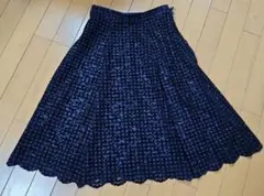 プロポーションボディドレッシング 紺色 レーススカート ひざ丈