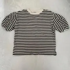 ニコアンド プルオーバー シャツ パフスリーブ ボーダー ブラック M