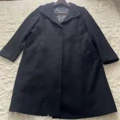 削除11/30まで INDIVI カシミヤ混　スタンドカラーロングコート　ウール