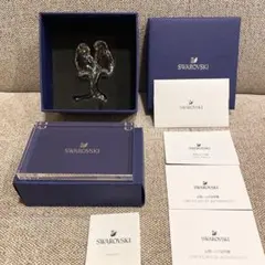 【新品未使用】SWAROVSKI フクロウ2羽セット＋クリスタル台座　証明書付き
