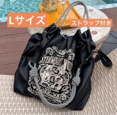 新品未使用　エコバッグ　刺繍　ストラップ付　L ミッキー　クリスマス