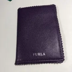 ま*か様 13460 FURLA カードケース名刺入れ パープル 透明ポケット付