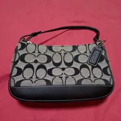 美品 COACH コーチ シグネチャー キャンバス ハンドバッグ 黒 - メルカリ