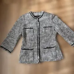 ツイード ノーカラージャケット