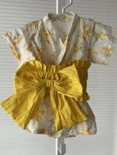 ベビー　花柄甚平 ロンパース　ミモザ　帯付き