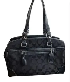 【極美品】COACH　コーチ　ミニボストンバッグ　黒　自立　キャンバス　レザーのサムネイル
