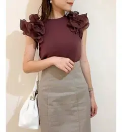 Snidel ラッフルスリーブニットプルオーバー