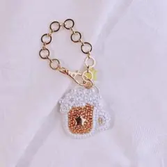 ビール　バッグチャーム　ビーズ刺繍　食べ物モチーフ