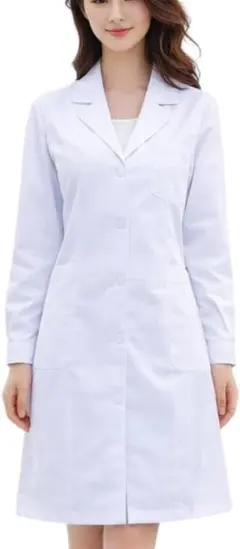 화이트 코트, 여성용 미디엄 사이즈, 롱 슬리브, 메디컬, 시스루, 수유용, 흰색