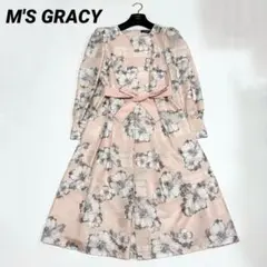 【極美品✨】エムズグレイシー　ワンピース　花柄　リボン　2023年　40 ラメ
