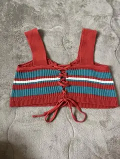 WEGO購入 ボーダー レースアップ ニットビスチェ