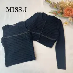 美品✨MISS Jアンサンブル　カーディガン×ノースリーブ　黒（38）リボンのサムネイル