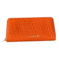 フォリフォリオレンジ エンボス加工 長財布外観美品 中はＢ〜Cランク