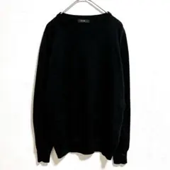 コムサイズム　ニット　セーター　毛混　黒　L トップス　長袖　クルーネック