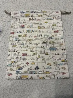 車デザインのコットン給食袋