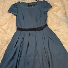 エムズグレイシー　ワンピース　デニム風　グログランリボン　L