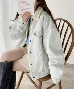 クラシカルエルフ　ブルゾンアウター JaVa ジャバコラボ襟ボアデニムジャケッ