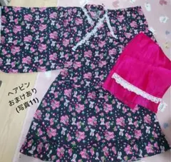 今日限定価格!おまけつき)浴衣ドレス 薔薇柄 姫ギャル ワンピース160cm