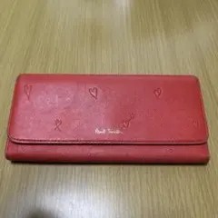 Paul Smith 長財布 レッド ハート柄　角擦れ有り　リユース品　本革のサムネイル