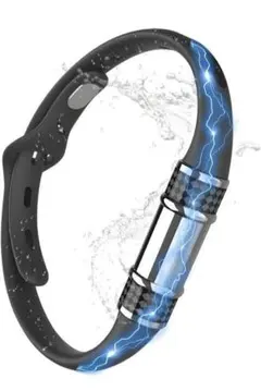 ​【新品】静電気除去 ブレスレット カーボンファイバー シリコン 黒 白のサムネイル