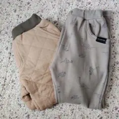 ベージュ キルティング 恐竜柄 長ズボン 120cm