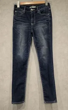 【moussy】白ステッチ ストレッチスキニーデニム 24 美品