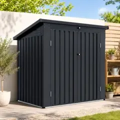 ブラック】ゴミ収納庫 物置 L158xW96xH134cm スチール 底なし - メルカリ