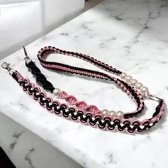 カラー変更可能　スマホショルダーストラップ　ピンク　春色