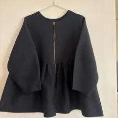 ノーカラーフレアジャケット L ブラック