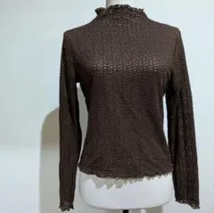 【SALE】春秋　長袖　ナイロンカットソー　ブラウン系　フリーサイズ