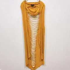 ラブジェイ ダメージ ロングベスト ジレ フード ノースリーブ 無地 フェス