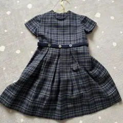 ネイビー系チェック 半袖ワンピース