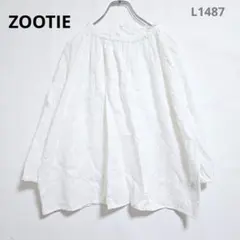 ズーティー　ブラウス　M　白　刺繍　レース　長袖　ゆったり　カジュアル　春のサムネイル
