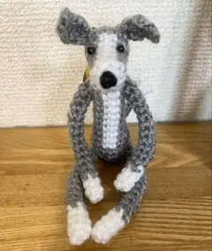 あみぐるみ イタグレ ハンドメイド キーホルダー ライトグレー