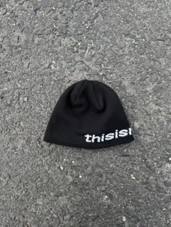 thisisneverthat ロゴ ビーニー ブラックニット帽