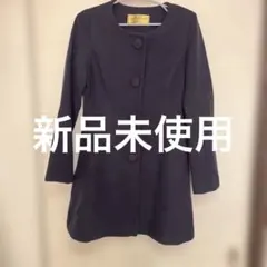 ネイビー ロングコート Mサイズ　ノーカラーコート　アウター　S