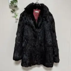 ラビットファーコート　ファージャケット　ブラック　ヴィンテージ　M